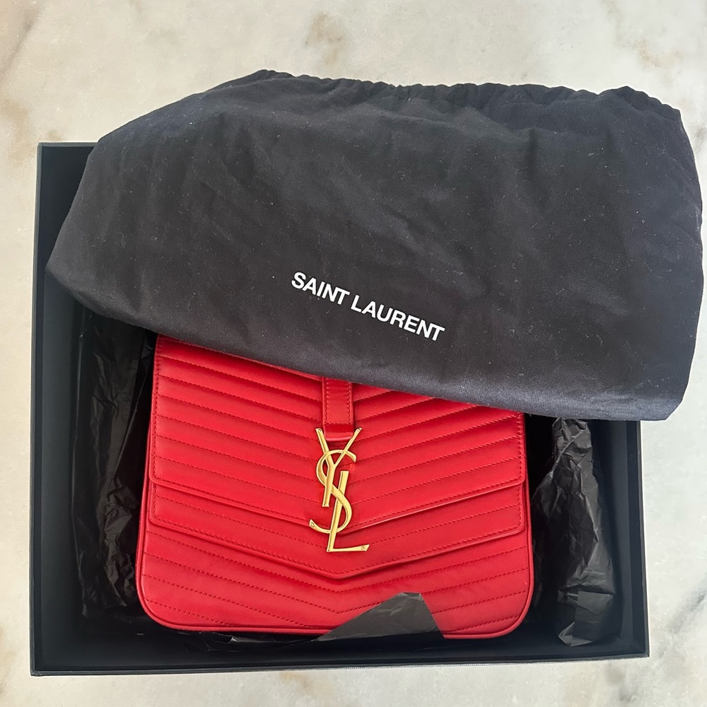 Saint Laurent Red Quilted Leather Bag - Picture 4 of 14
